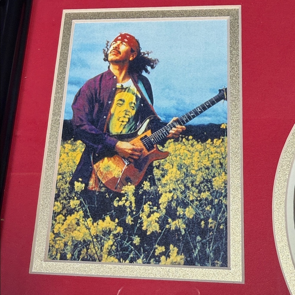 Framed 1998 Rock & Roll Carlos Santana Record Display. Hall of Fame Display - Picture 3 of 9